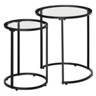 HOMCOM - Tables basses gigognes avec base en métal - noir - ensemble de 2-Le design moderne avec une base en métal et un plateau transparent s'adapte facilement à tout style de maison 