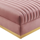 Modway Sanguine Channel Tufted Performance Velvet Modular Sectional Sofa Ottoman - Dusty Rose-Spring Coil System