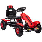 Aosom - Go-kart à pédales pour enfants avec siège réglable, roues en caoutchouc - rouge-Frein à main, roue libre et fonctions de marche arrière pour un excellent contrôle et une grande maniabilité 