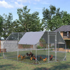 PawHut Metal Walk-In Chicken Coop with Roof for 10-12 Chickens - 12.5' L x 9.2' W x 6.4' H - Silver-A spacious enclosure offers enough room for chickens, ducks, rabbits and more 