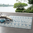 Modway Reflect Tamako Diamond/Chevron Moroccan Trellis Indoor / Outdoor Area Rug - 8 ft W x 10 ft L - Ivory/Blue-Durable Indoor/Outdoor Rug