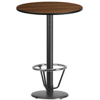 Flash Furniture Dessus de table rond de 30 po en stratifié de noyer avec anneau de pied-Table d'hospitalité à hauteur de bar
