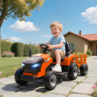 Qaba 12V Kids Ride On Tractor with Trailor and Remote Control - Orange-Dual modes offer kids control or parents remote 