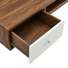Modway Transmit 60" Wall Mount Wood Office Desk - Walnut White-Assembly Required