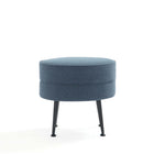 Manhattan Comfort Bailey 18.11" Mid-Century Modern Polyester Blend Upholstered Ottoman - Blue with Black Legs-18.11" L x 22" W x 17.32" H