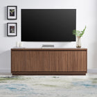 Hudson&Canal - Meuble TV Presque pour téléviseurs jusqu'à 75" - Noyer satiné-Fabriqué à partir de matériaux MDF robustes avec une finition en noyer satiné fabriquée à la main