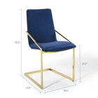 Modway Pitch Performance Velvet Dining Armchair - Gold/Navy - 2 Pack-Geometric Frame