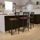 Flash Furniture – Tabouret de bar/restaurant Hercules noir en métal, dossier horizontal noir, siège en vinyle bourgogne-Capacité de poids de 500 lb