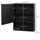 Kleankin Wall Mounted Bathroom Mirror Cabinet with Storage Shelves - Black-Mirrored door to see easily when getting ready