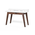 Thomasville Oliver 48"W Writing Desk - White/Brown-Open storage shelf on riser hutch