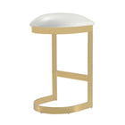 Manhattan Comfort Aura 16.54" Modern Faux Leather Upholstered Bar Stool - White and Polished Brass-Seat Height: 28.54"