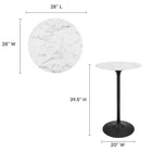 Modway Lippa 28" Round Faux Marble Bar Table - Black White-Artificial Marble Tabletop