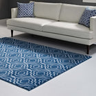 Modway Frame Transitional Moroccan Trellis Area Rug - 5 ft W x 8 ft L - Moroccan Blue/Light Blue-Gripping Rubber Underside 