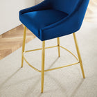 Modway Discern Performance Velvet Counter Stool - Navy-Dense Foam Padding