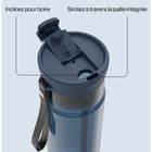 Contigo - Bouteille d’eau en plastique DualSip avec couvercle à double sens et courroie de transport, 828 ml (28 oz)-100 % antifuite : Cliquez sur le couvercle pour éviter les déversements