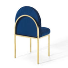 Modway Isla Channel Tufted Performance Velvet Dining Side Chair - Gold/Navy-Chair Weight Capacity: 331 lbs.