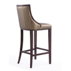 Manhattan Comfort - Tabouret de bar Fifth Avenue 19" traditionnel rembourré en similicuir - bronze et noyer - lot de 2-Livré chez vous entièrement assemblé ! Aucun assemblage requis