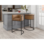 Manhattan Comfort - Cosmopolitan tabouret de comptoir moderne du milieu du siècle de 23,7 po en similicuir camel et noir, lot de 2-Cadre en métal durable avec un design géométrique