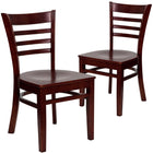 Flash Furniture HERCULES Series Ladder Back Mahogany Wood Restaurant Chair - 2 Pack-Set of 2 Wood Dining Chairs