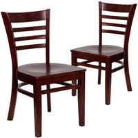 Flash Furniture HERCULES Series Ladder Back Mahogany Wood Restaurant Chair - 2 Pack-Set of 2 Wood Dining Chairs