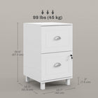 HOMCOM 2-Drawer Letter/A4 Filing Cabinet Lockable with Hanging Bars - White-Solid colour finish and silver handles for a contemporary look
