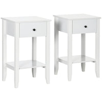 HOMCOM Side Table- White - Set of 2-Simple design, a great match for your home decoration