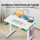 IMHome - Bureau assis-debout électrique réglable en hauteur avec 3 réglages de mémoire - 40 po x 24 po - Plateau blanc / structure blanche-Fabriqué avec des matériaux certifiés, incluant les normes CARB, UL1310, FSC et TSCA, ce bureau assis-debout électrique garantit sécurité, durabilité et respect de l’environnement. Le plateau en deux sections, avec fini imitation bois laminé, est résistant aux rayures et à l’eau, ce qui le rend à la fois pratique et élégant. Son design épuré et minimaliste s’intègre faci