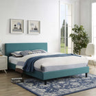 Modway Anya Fabric Full Bed - Teal-Slatted Poplar Wood Support System