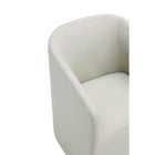Manhattan Comfort - Chaise de salle à manger moderne Anna ronde 23,23 po avec accoudoirs, revêtement en similicuir, gris pierre-Garantie limitée du fabricant de 30 jours