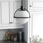 Hudson&Canal - Suspension Cieonna de 24 cm de large avec abat-jour en verre - Bronze noirci/lait blanc-Une finition en bronze noirci fabriquée à la main est appliquée sur la base en métal