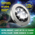 Bell + Howell Solar Powered Swivel Disk Outdoor Path Lights with 8 LED Bulbs - 4 Pack-Durable Water-Resistant Stainless Steel Build: Constructed with high-quality stainless steel and a moisture-proof design, these lights withstand outdoor conditions for reliable, long-lasting performance