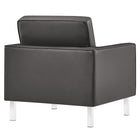 Modway Loft Tufted Vegan Leather Armchair - Silver Grey-Non-Marking Foot Caps