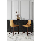 Manhattan Comfort Fifth Avenue 19" Traditional Faux Leather Upholstered Counter Stool - Camel and Dark Walnut - 3 Pack-Frame Made of Solid Beech Wood with Rich Walnut Finish