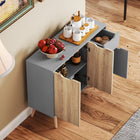 HOMCOM 35.4" L Sideboard - Grey and Nature Wood-Anti-toppling design for additional safety 