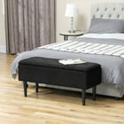 HOMCOM - Ottoman de rangement avec pieds en bois et capacité de 57 L - noir-Le rangement sous l'assise vous permet de ranger des objets sans place définie 