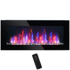 HOMCOM Wall Mounted Fireplace with LED Flame - Black-Wall-mounted design with decorative pebbles enhance your space with modern elegance