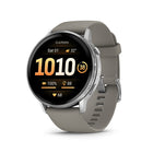 Garmin Venu 4 Smartwatch - 45 mm - Silver with Silver Gray Silicone Band-24/7 health monitoring: Make improvements toward a healthier lifestyle with extensive health monitoring features, such as Body Battery  energy monitoring, stress, Pulse Ox and women’s health tracking — including past ovulation estimates — and more