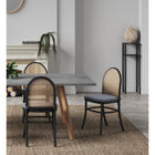 Manhattan Comfort Paragon 17.52" Industry Chic Upholstered Dining Chair - Black and Grey - Set of 2-Fine Natural Cane Made from Authentic Wooden Rattan