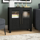 Hudson&Canal Holbrook 28"W Accent Cabinet - Black Grain-Crafted of sturdy MDF materials in a black grain finish