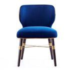 Manhattan Comfort - Lot de 2 chaises de salle à manger modernes Strine 21,65 po en velours bleu-Dossier arrondi avec contour doré