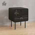 HOMCOM - Tables de nuit avec 2 tiroirs de rangement et pieds en acier - grain de bois noir - lot de 2-Design polyvalent, parfait comme tables d’appoint dans l’espace de vie 