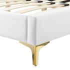Modway Gwyneth Tufté Performance Velours Lit Plateforme Full Avec Pieds en Métal Doré - Blanc-8