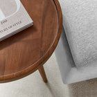 Modway Chiro Round Wood Side Table - Walnut-Non-Marking Foot Glides