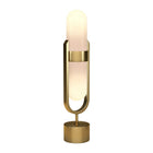 Hudson&Canal - Lampe de table Blair en forme de pilule avec abat-jour en verre laiteux - Laiton/Blanc-Comprend un cordon de 6 pieds avec interrupteur à bascule