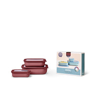 Mepal Cirqula Bowls - Set of 3 - 500 mL, 1+2L/17, 34, 68oz - Vivid Mauve-Dishwasher Safe