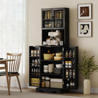 HOMCOM 71" H Kitchen Pantry Cabinet with 8 Door Shelves - Black-Three-level adjustable shelf in the upper cabinet for flexible storage 
