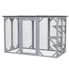 PawHut 71" L Catio Outdoor Cat Enclosure - Grey-Suitable for indoor and outdoor use 