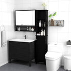 HOMCOM Tall Bathroom Linen Tower Cabinet with Adjustable Shelves - Black-Compact and tall cabinet perfectly fits in narrow spaces
