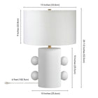 Hudson&Canal - Lampe de table Jurrah 50 cm de haut, petite, en céramique, avec abat-jour en tissu - Blanc mat/blanc-Dimensions du produit : 13" L x 13" l x 20,5" H