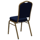 Flash Furniture – Chaise banquet empilable Hercules, dossier couronne, tissu bleu marine à motifs, châssis doré, 4/pqt-Conception à dossier couronne